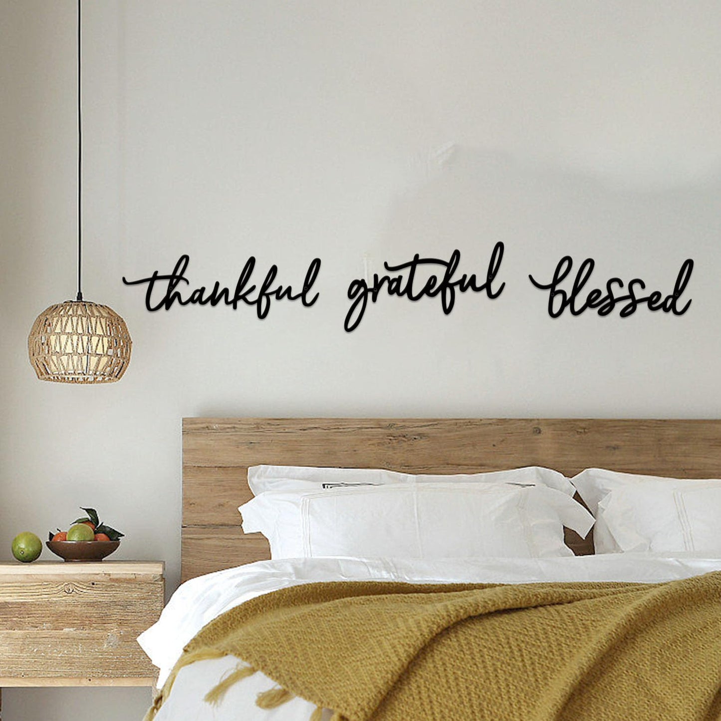 ESTART Thankful Grateful Blessed Letter Sign Metal Wall Decor, 3 Piece Black Letters Wall Art for Bathroom Bedroom Metal Words Wall Decor for Home Decor