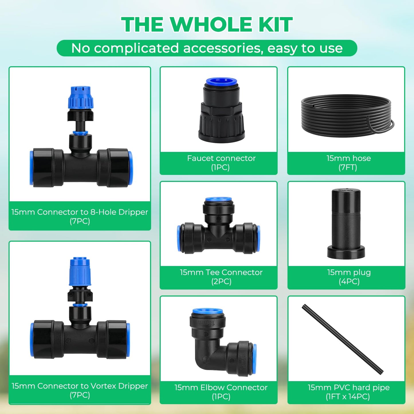 HIRALIY Raised Bed Drip Irrigation Kit Medium, DIY Garden Grid Watering System, Garden Irrigation System, for Flower Bed up to 3 x 8FT