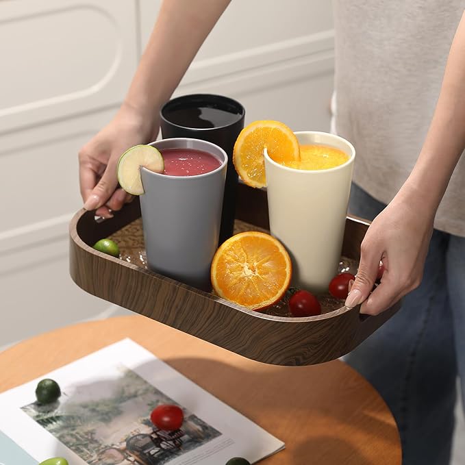 HEYCOME 24 Pcs Unbreakable Plastic Cups Set, 12 Pcs 14 oz and 12 Pcs 20 oz Reusable Plastic Cups, Stackable Water Tumblers, Drinking Cup for Kitchen, BPA-free, Dishwasher and Microwave Safe, 6 Colors