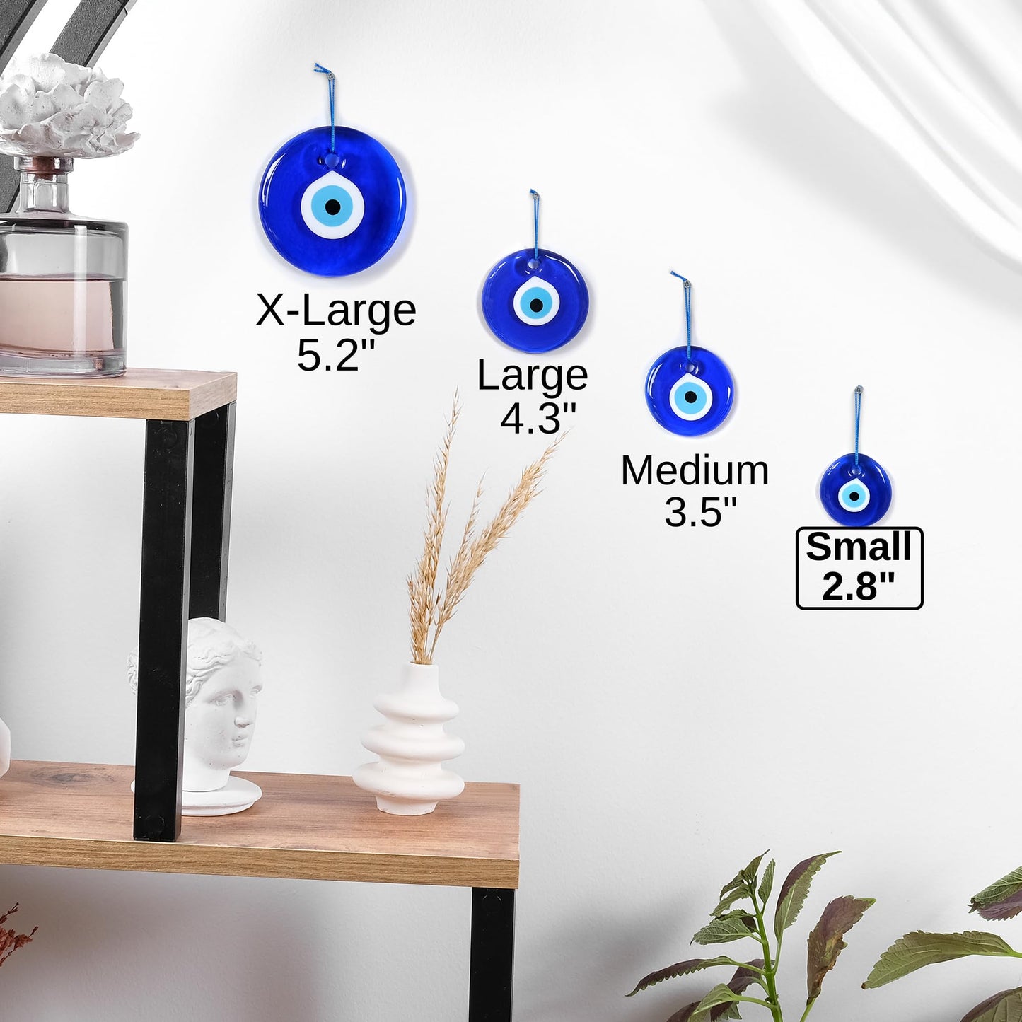 BCS Blue Evil Eye Decor 2.8" Wall Hanging Ornament Glass Handmade Turkish Greek Nazar Amulet Good Luck and Protection Charm for Home, Office, Garden, Door Ojo Turco (in Box)