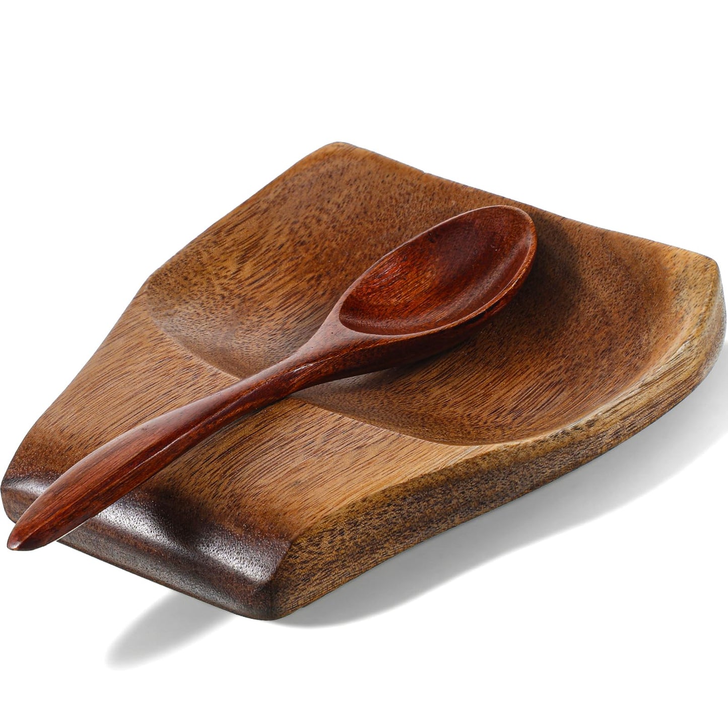 Acacia Wooden Spoon Rest Holder, Wooden Spoon Rest for Stove Top Heat-Resistant Spoons Rests Smooth Spoons Holder for Kitchen Counter Spatula, Ladles, Forks, Tongs Rests