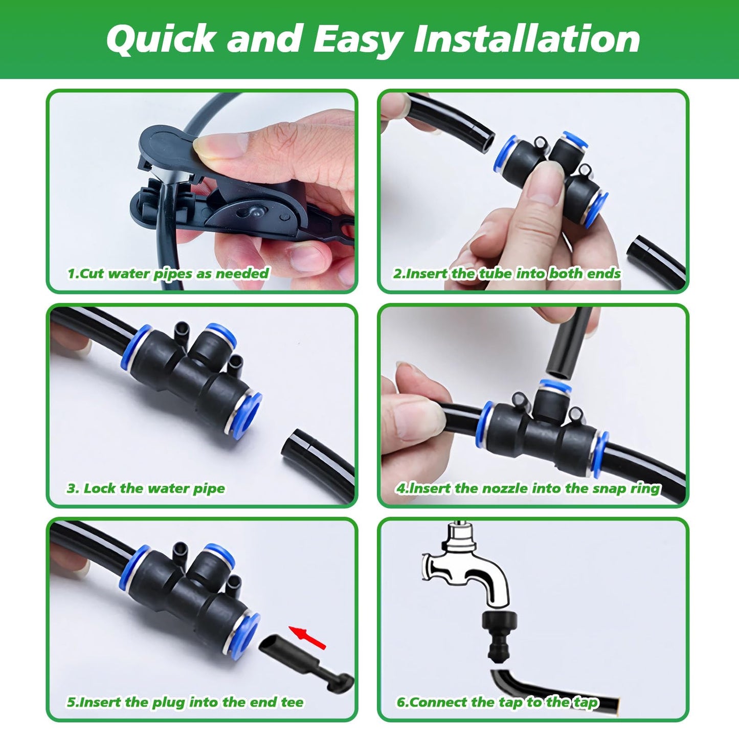 360° Adjustable Drip Irrigation System - Garden Watering System 66FT with 20 Nozzles, Drip Irrigation Kit for Garden, Yard, Lawn, Greenhouse, Plants, 5/16 inch Hose