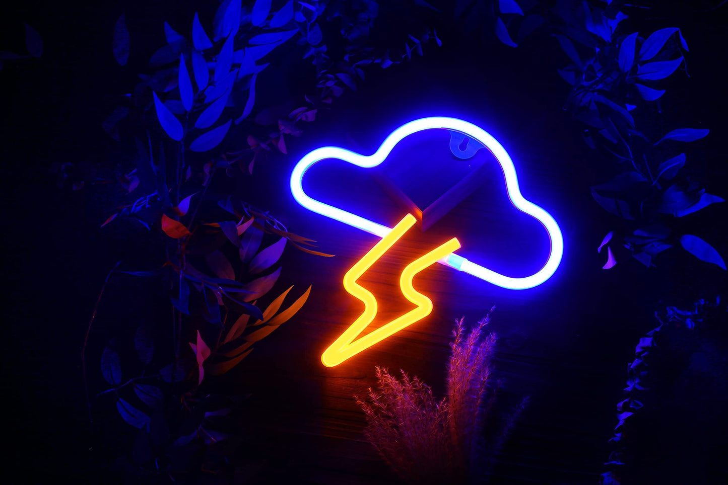 Neon Sign LED Cloud Lightning Neon Signs for Wall Decor Hanging Neon Light Battery or USB Powered Light Up Neon Lights for Bedroom Aesthetic Kids Room Living Room Bar Party Christmas Wedding Yellow