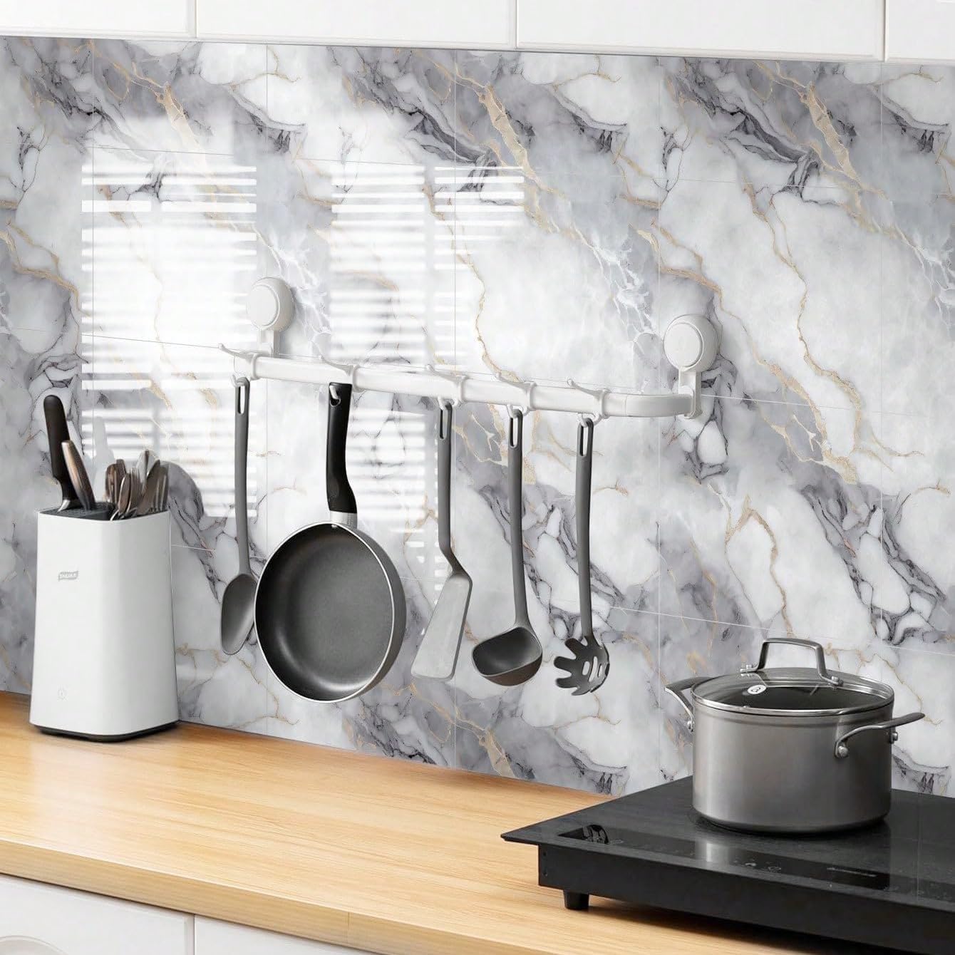 Chejiaye 22pcs Marble Peel and Stick Backsplash Surface Waterproof Wall Panels,Self-Adhesive Marble PVC Foam Wall Panels for Kitchen, Bathroom - 11.8"x11.8" Kitchen Tile(Not Real Tiles,Colorful)