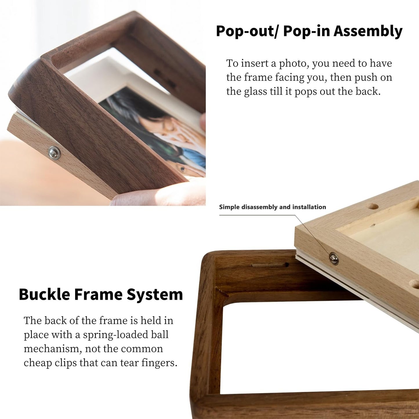 FLECHAZO 6x8 Picture Frame Wood with 5x7 Mat, Natural Solid Walnut Wooden 6 by 8 Photo Frames for Tabletop or Wall Mounting Display