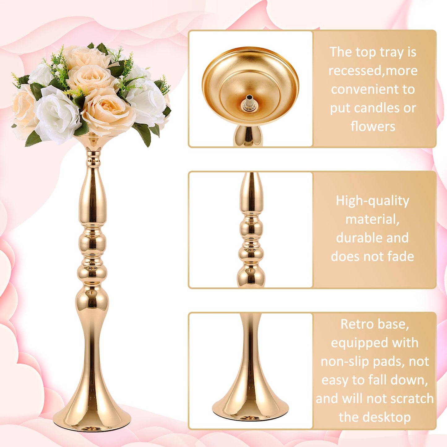 Didaey 12 Pcs Gold Wedding Centerpiece Stand Metal Flower Arrangements Holder Tall Centerpiece for Table Gold Vase Flower Stand for Wedding Reception Event Party Hotel Home Decor(20 Inches)