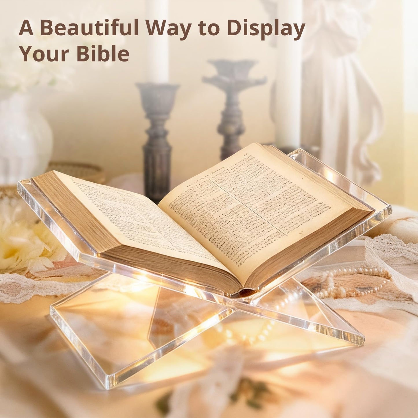 Acrylic Book Stand 12×8×6, Clear 8 mm Thick Book Holder & Display Stand for Cookbooks, Bibles, Art Books, Recipe Books, Photo Albums, Desk Reading & Coffee Table Décor