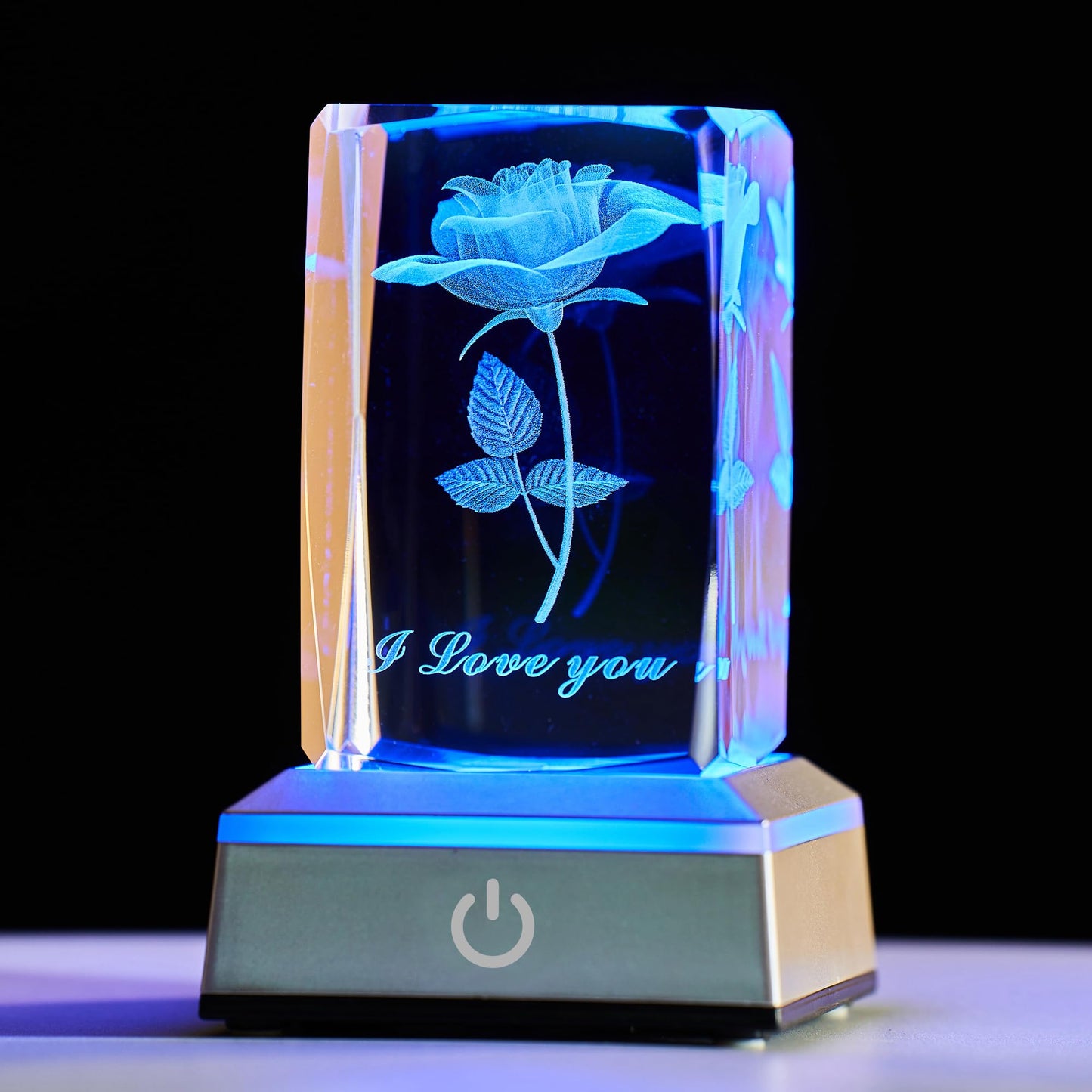 Ghtixsu 3D Rose Crystal Night Lamp with Adjustable LED Lights - I Love You, Mothers Day Gifts Ideas for Mom Valentines Day, Anniversary, Birthday Gift for Her, Wife, Girlfriend