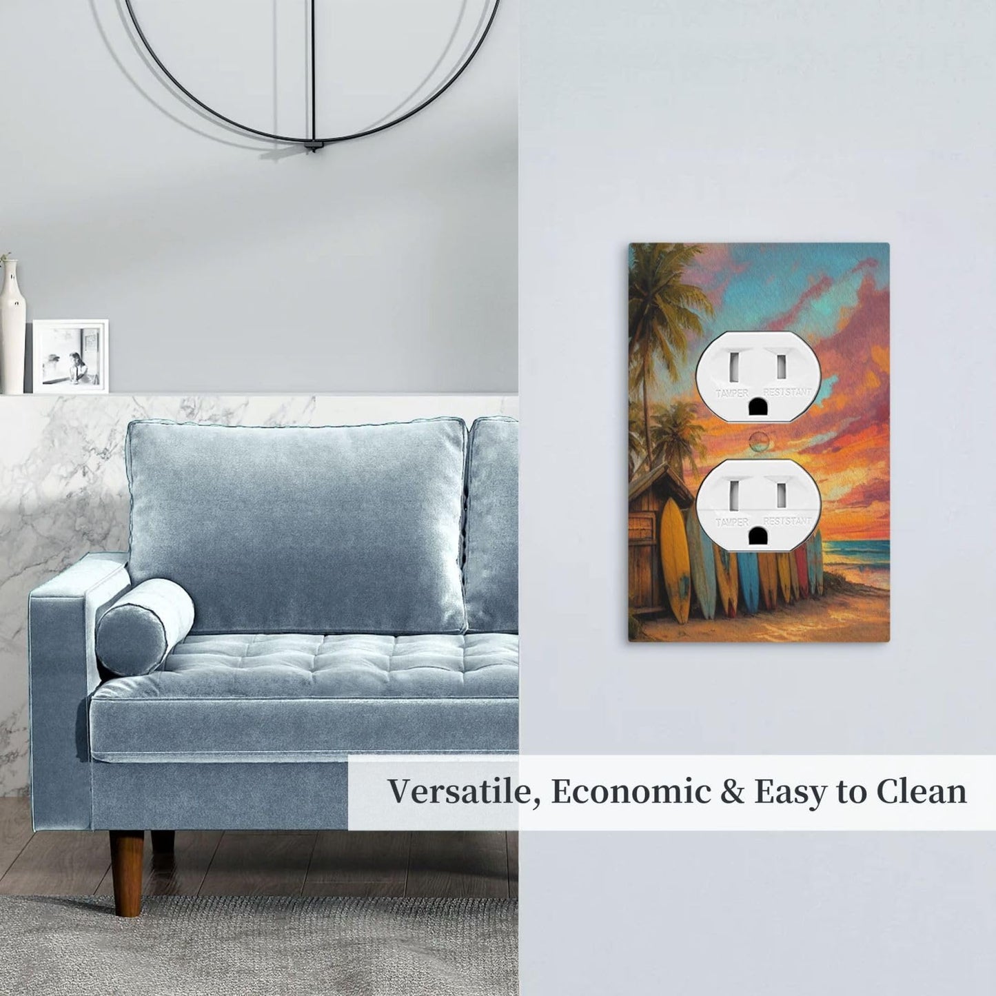 Decorative Art Light Switch Covers Sunset Surfboards 1 Gang Single Duplex Outlet Wall Plate Switchplate Electrical Faceplate for Home Decor