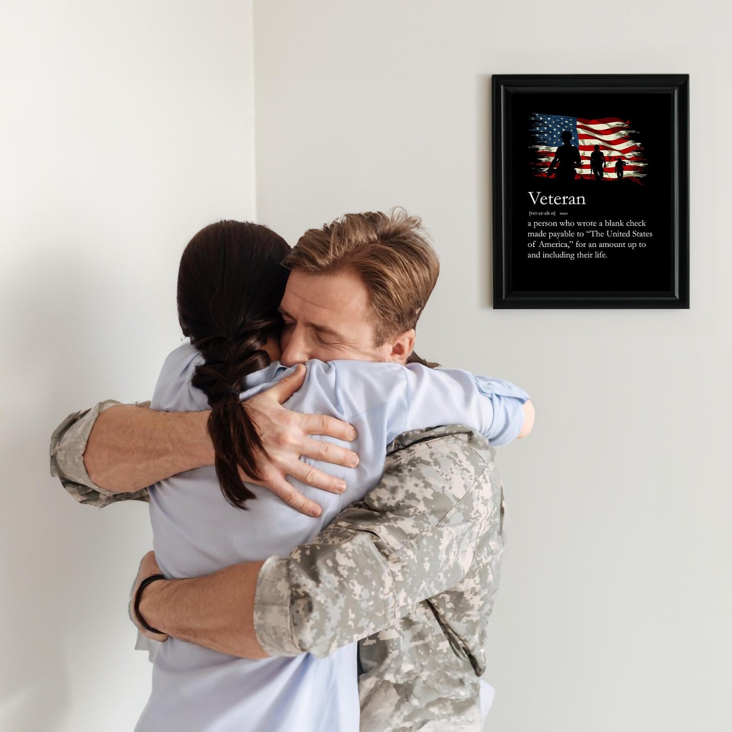Definition of Veteran Patriotic Wall Art Print - USA Military Silhouette Poster Print for Home, Office, Shop & Restaurant - 8x10 Unframed Wall Art Decor for Veterans & Military Enthusiasts