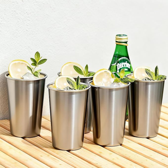10 Pack 16 oz Stainless Steel Pint Cups,Stainless Steel Cup,Pint Cup Tumbler，water Tumbler,Stackable,Reusable,BPA Free