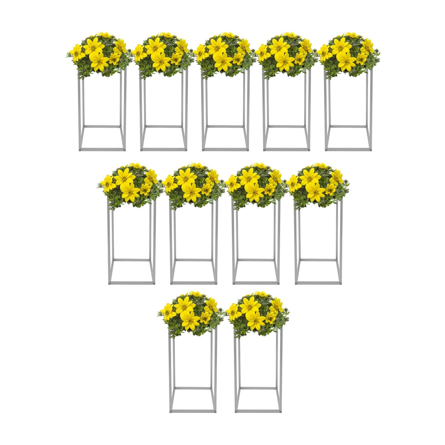 11Pcs Metal Flower Stand, 15.74inch Wedding Flower Display Stand Metal Rectangular Column Geometric Flower Stand Tall Floor Vase for Weddings Birthday Parties & Christmas Parties