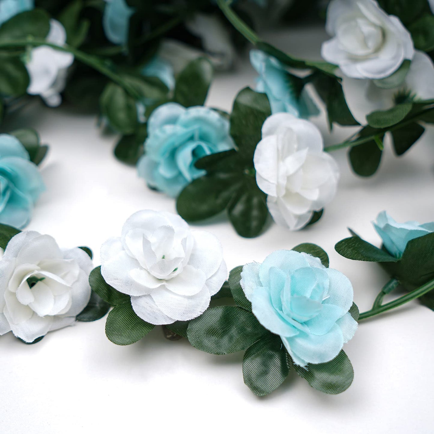 BLEUM CADE 2Pcs 16.4Ft Flower Garland Artificial Rose Vines for Bedroom, Cute Fake Hanging Flower Vines Floral Garland Decorations for Wedding Party Wall Room Decor Aesthetic