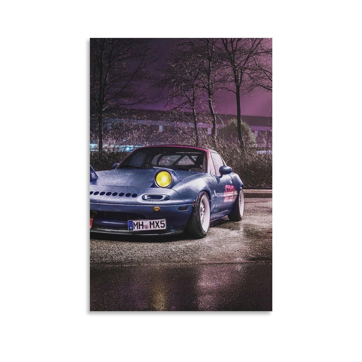 Jdm Car Mx5 Neon Modified Neon Car Posters for Bedroom Car Wall Decor for Mens Room Decor Aesthetic Canvas Wall Art Prints Pictures Paintings Framed Unframed 12x18inch(30x45cm)