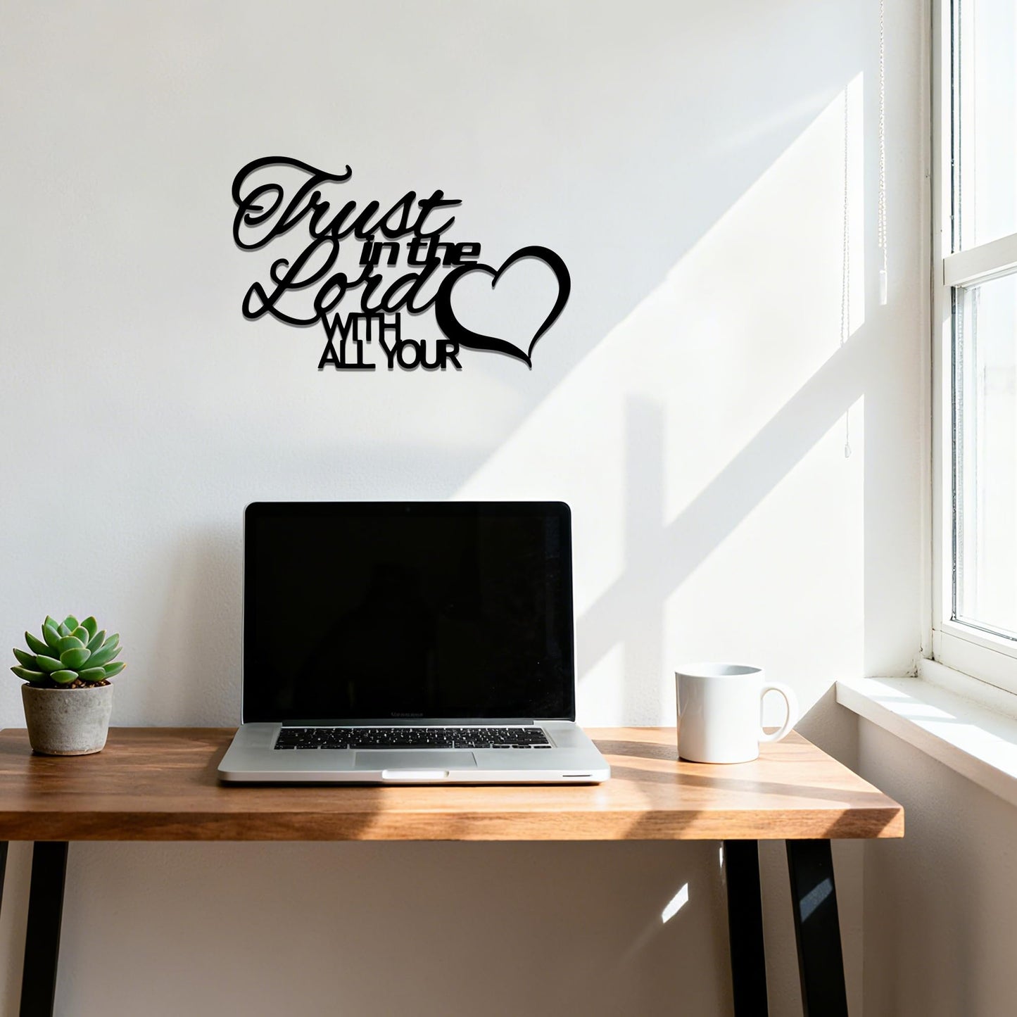 Slickss Trust in The Lord With All Your Heart Wall Art - Proverbs 3 5-6 Bible Verse Metal Sign, Christian Wall Decor with Scripture Quotes for Inspirational Faith Home Decor