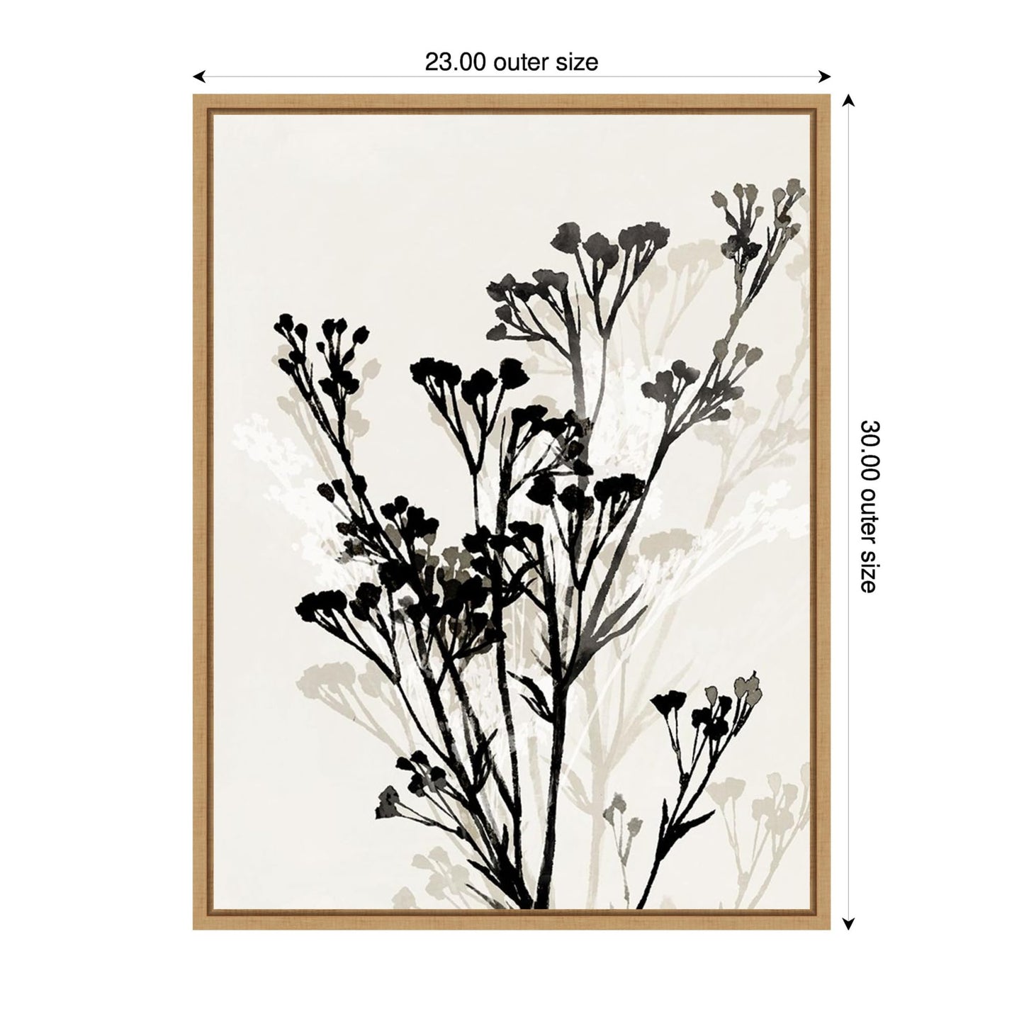 Amanti Art Framed Canvas Wall Art 30x23 Silhouettes of Delicate Blooms II by Aria K, Framed Wall Art Canvas, Flowers Artwork, Modern Contemporary Decor, Large Poster Painting for Living Room,
