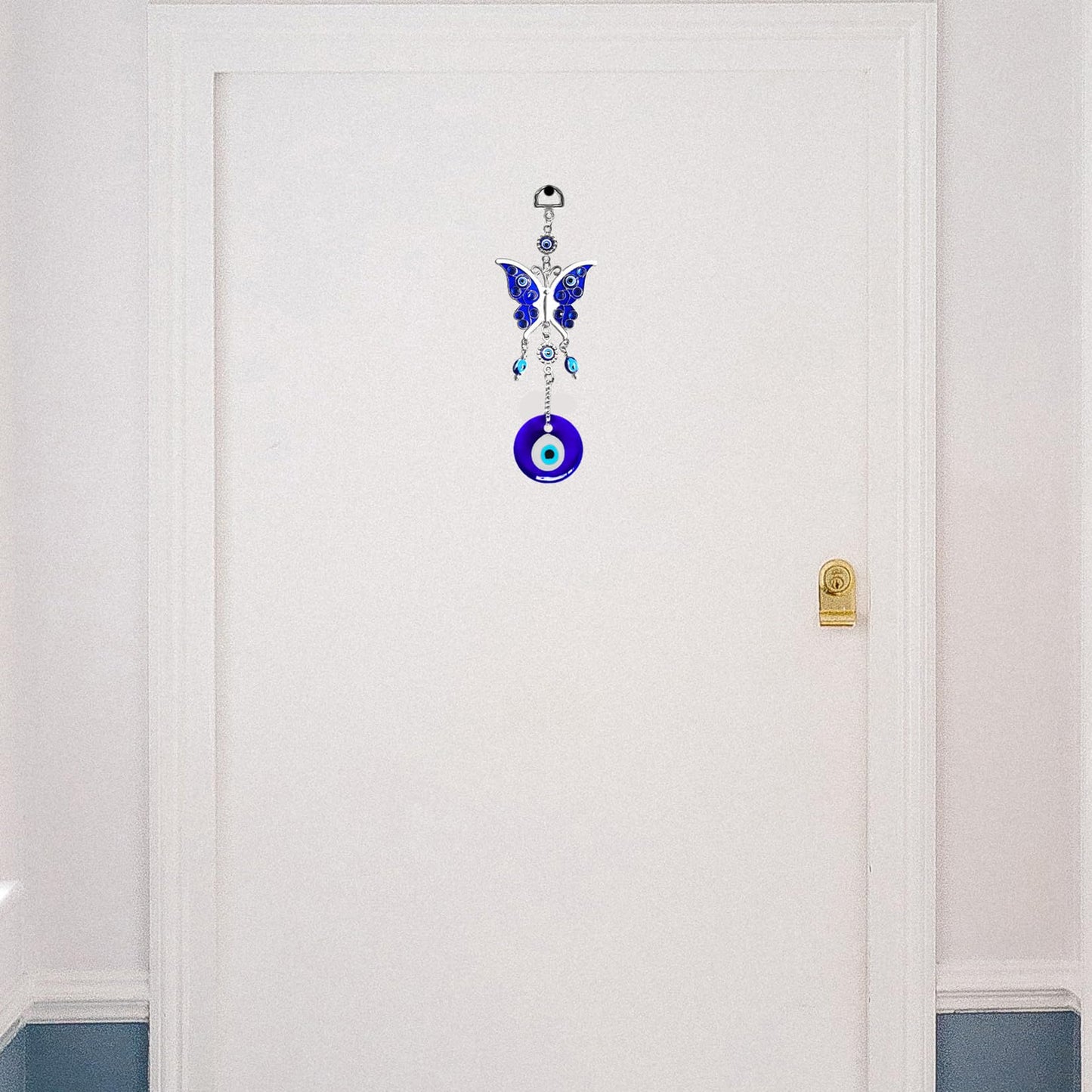 Blue Butterfly Evil Eye Wall Hanging Decor,Turkey Evil Eye Butterfly Amulet Door Car Hanging Accessories Ornament Pendant Charm