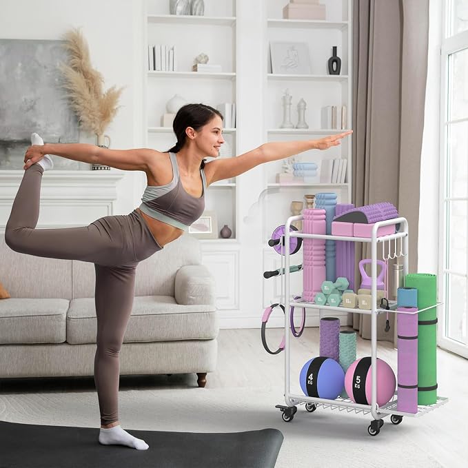 Multi-Functional Home Gym Storage Rack - Yoga Mat Storage Rack, Dumbbell Weight Rack & Workout Equipment Storage with Heavy-Duty Steel Construction for Gym Fitness Organizer