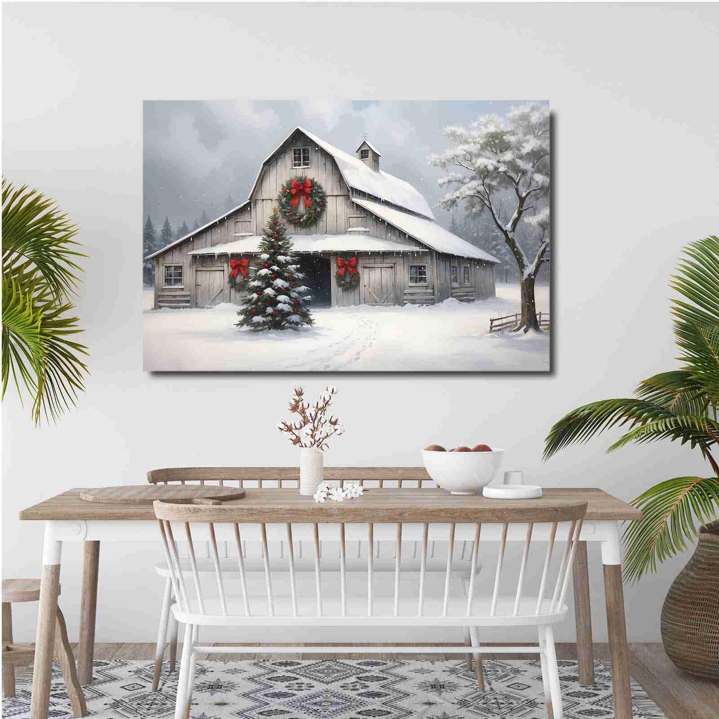 Canvas Wall Art Weathered Barn Christmas Canvas Modern Farmhouse Decor Modern Farmhouse Wall Art Rural decor Seasonal Decoration 20x30in-UnFramed