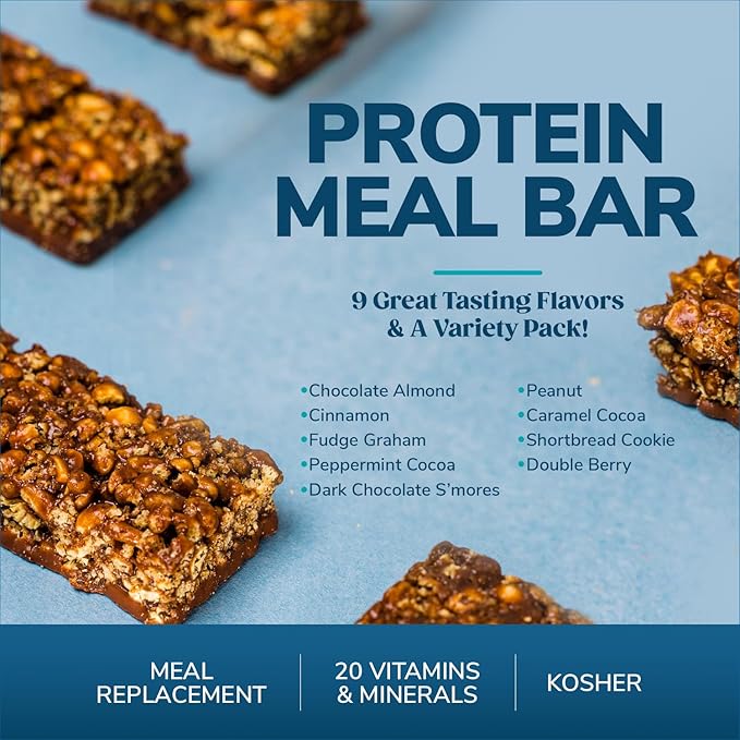 WonderSlim Meal Replacement Protein Bar, Peppermint Cocoa Crunch, 15g Protein, 20 Vitamins & Minerals, Gluten Free (7ct)