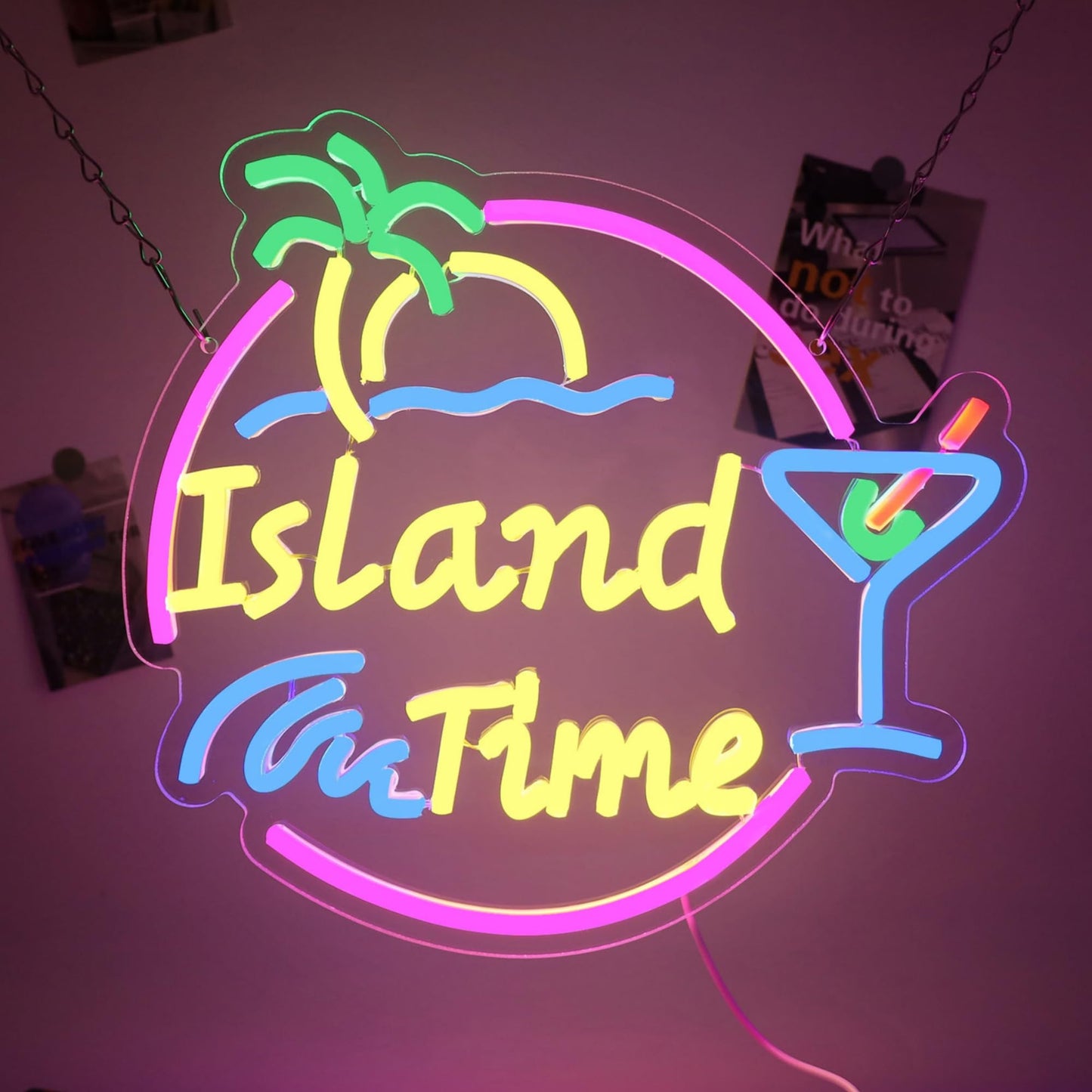 Island Time Neon Sign Island Bar Neon Sign Wall Decor Suitable for Bar Party Shop Man Cave Party Art Decor 14.4 * 13.2 Inch