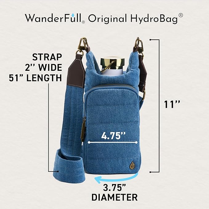 WanderFull® Original HydroBag® Collection, Water Bottle Holder w/Strap & Phone Pocket, Hands-Free Crossbody Water Bottle Bag