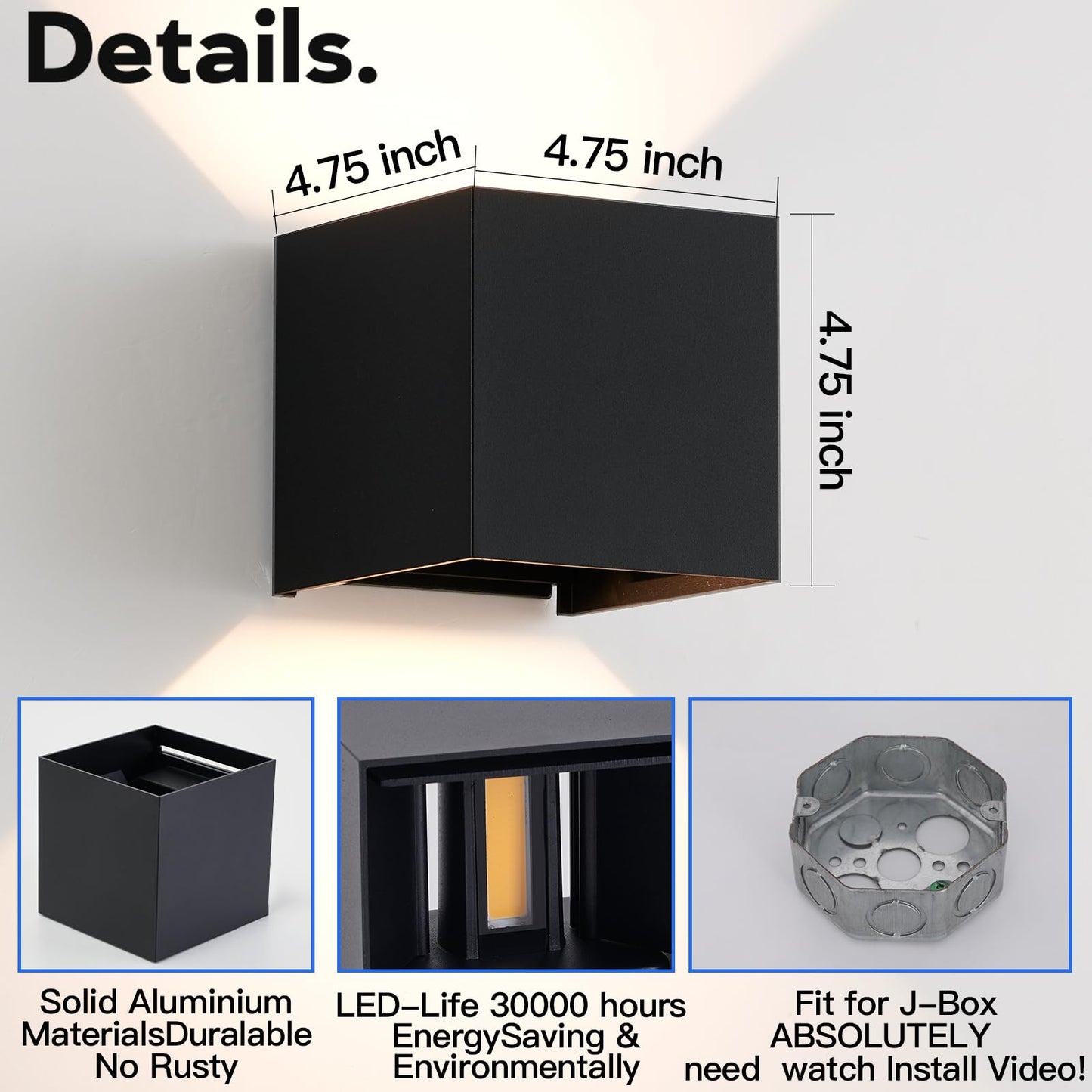 Scpitw Outdoor Wall Lights 2PCS 3000k Wall Light Outdoor Porch Light Modern Wall Sconce up Down Light Outdoor Wall Light fixtures 20W LED Wall Pack Light