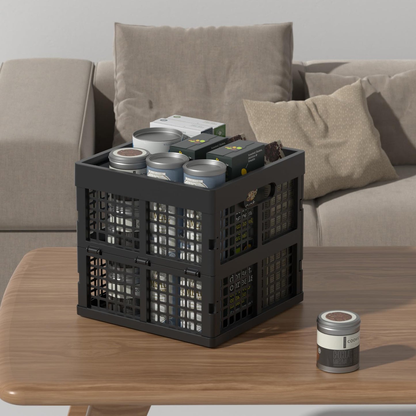 Xeabia 18 L Square Milk Crate, Plastic Stackable Storage Milk Crates, 3 Pack, Black