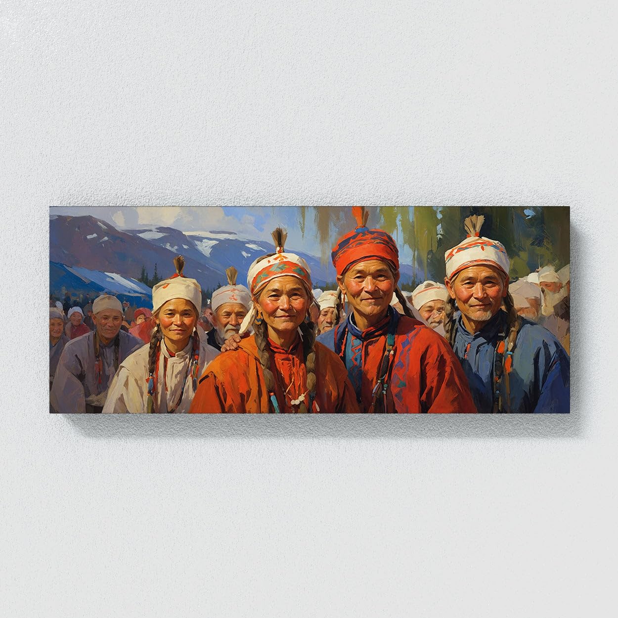 Sense Canvas Scandinavian Sami Celebrations 61 Canvas Art - Home Decor Wall Art Print Poster Painting Large 40x16 / 0.75"