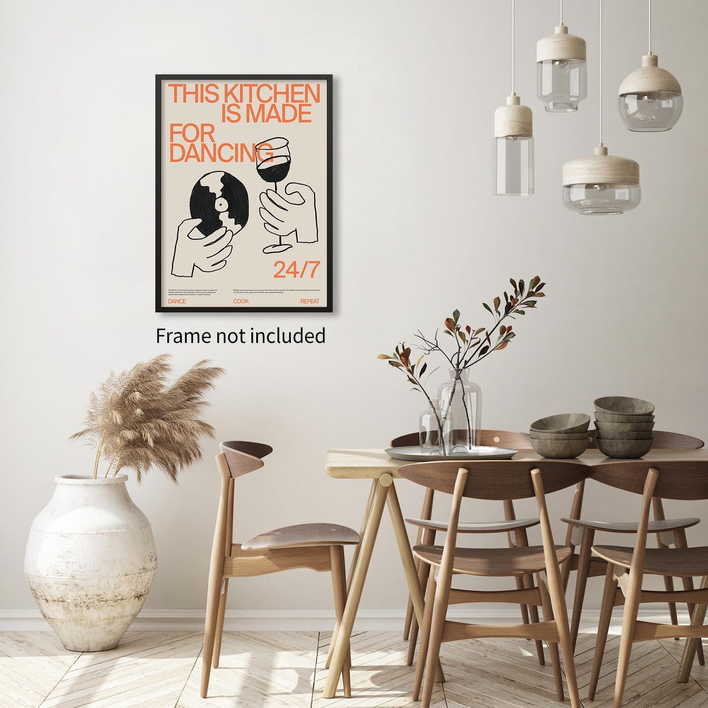 enttgo This Kitchen Is for Dancing Sign Wall Art Cocktail Alcohol Drink Poster Trendy Retro Coffee Dining Room Canvas Prints Bar Cart Wall Decor 12x16 inch Unframed