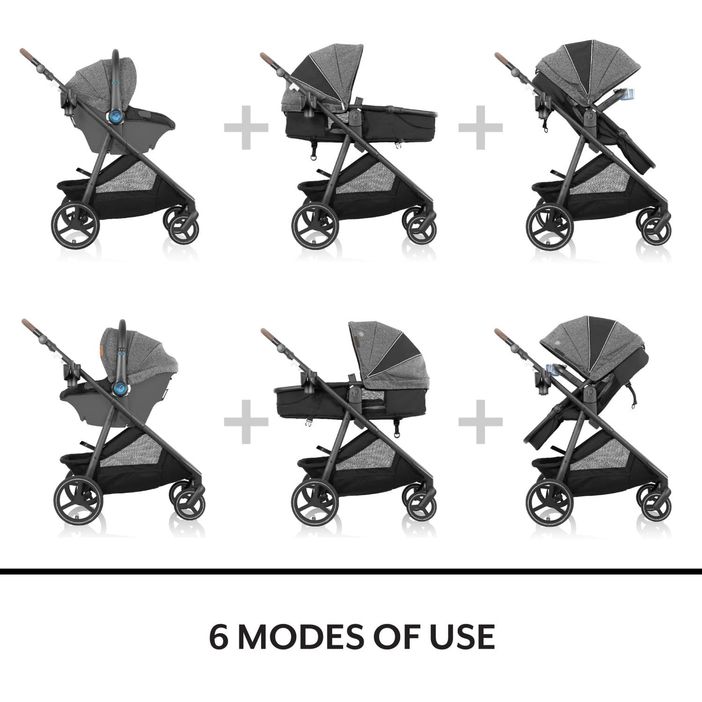Evenflo Shyft Intuiti+ Travel System Featuring LiteMax NXT Preemie and Infant Car Seat with SensorySoothe (Eclipse Black)