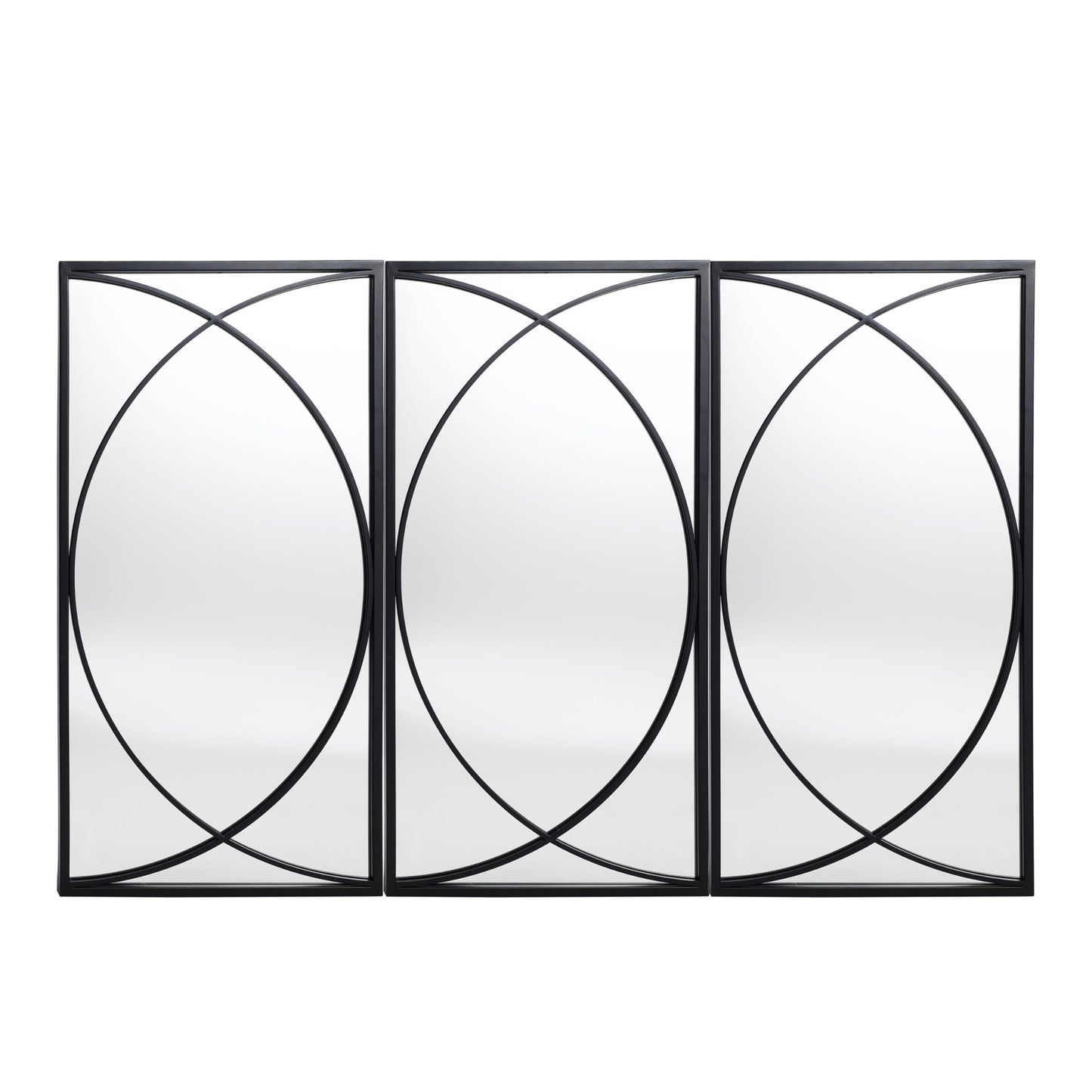LuxenHome 3 Pieces Black Metal Rectangular Wall Mirror Set Large Vanity Mirror for Bedroom, Black Accent Metal Entryway Wall Mirror, Wall Mounted Mirror Living Room Wall Decor