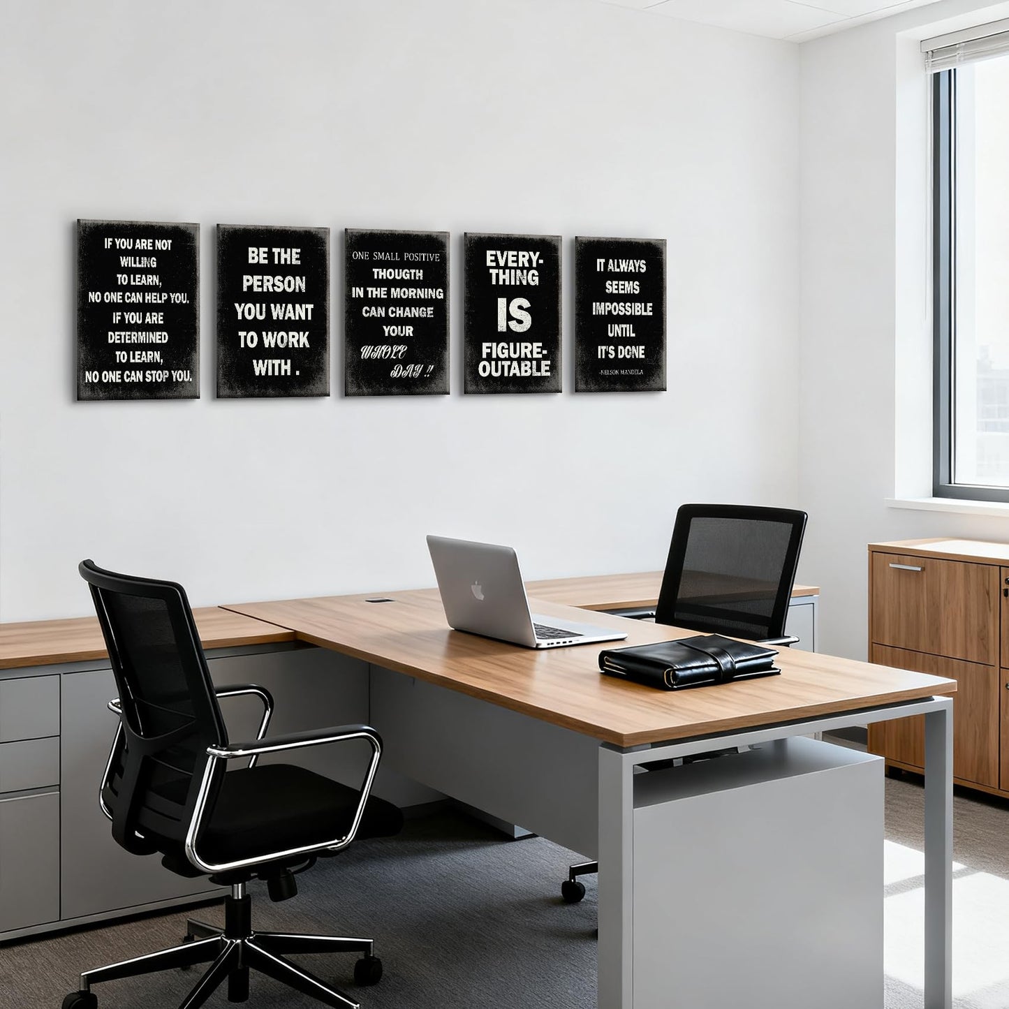 Inspirational Office Wall Art Classroom Motivational Wall Decor Positive Quotes Posters Prints Encouragement Affirmation Paintings Sayings for Entrepreneur Pictures Ready To Hang 12x16in