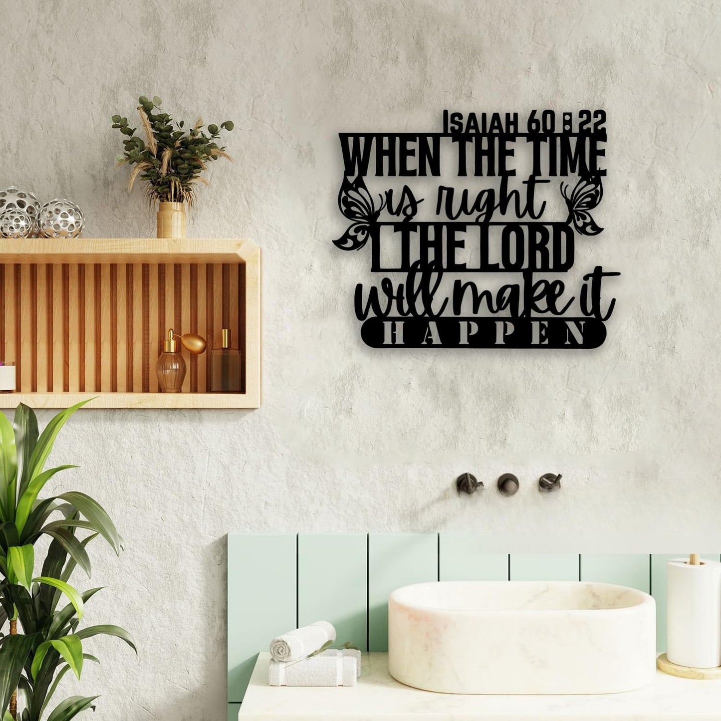 Isaiah 60 22 Butterfly Metal Wall Decor - Christian Faith Room Decor Motivational Inspirational Scripture Wall Art Home Decor for Living Room, Bedroom, Dining Room, Office (Black)