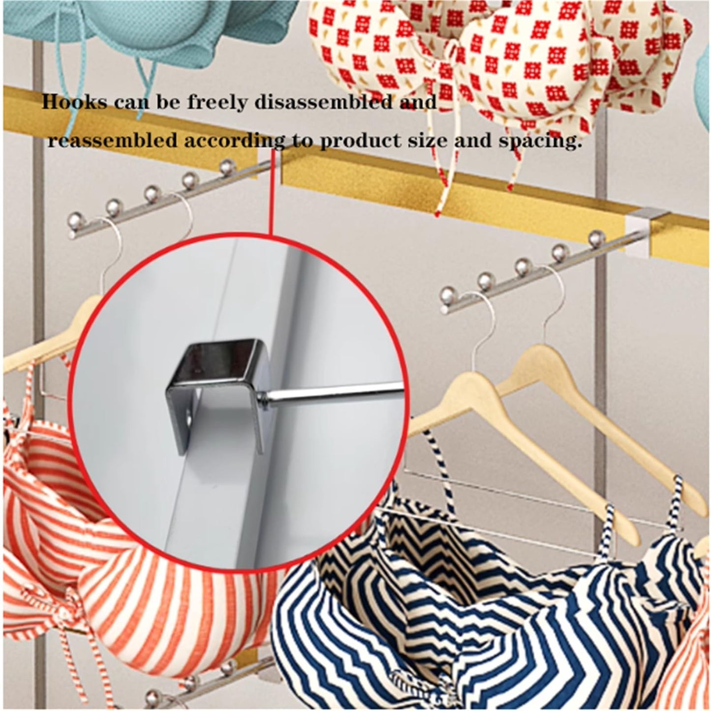 Clothing Store Boutiques Retail Lingerie Garment Rack, Metals, Underwear Display Stand, Commercial Shelves Clothes Rod, for Lingerie Socks Bra Panties Scarves(White,120 * 40 * 155c