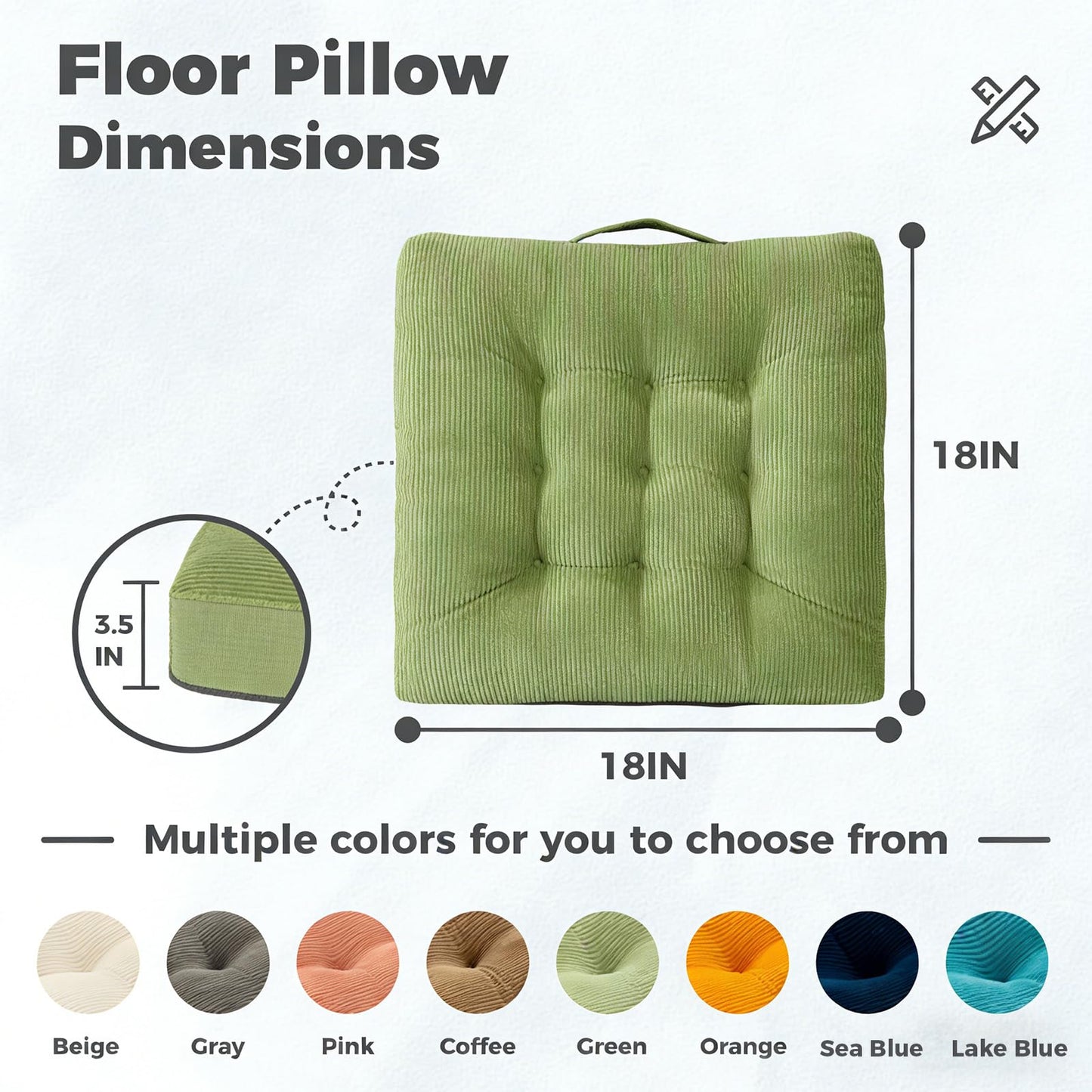 Cyditan 2 Pack Tufted Velvet Floor Pillows Orange Portable Seat Cushions with Handle, Floor Cushion Pillow Seats for Stadium Patio Dining Chairs 18x18 Inch