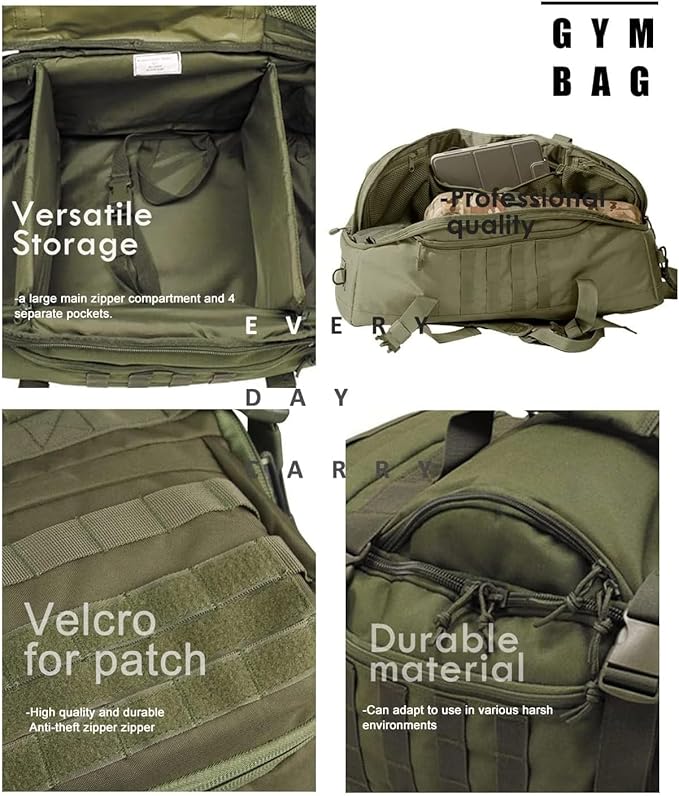 3 In 1 Tactical 30L Military Backpack Travel Duffle Bag for Weekender Gym Workout Deployment