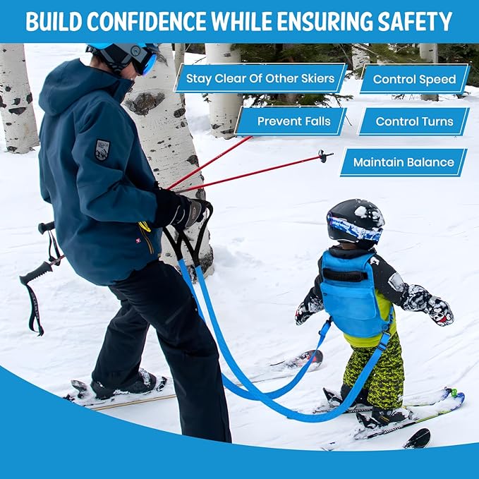Ski Harness for Kids,Ski and Snowboard Training Harness with 2 Leashes & Backpack,Control Steer & Speed,Perfect for Beginners