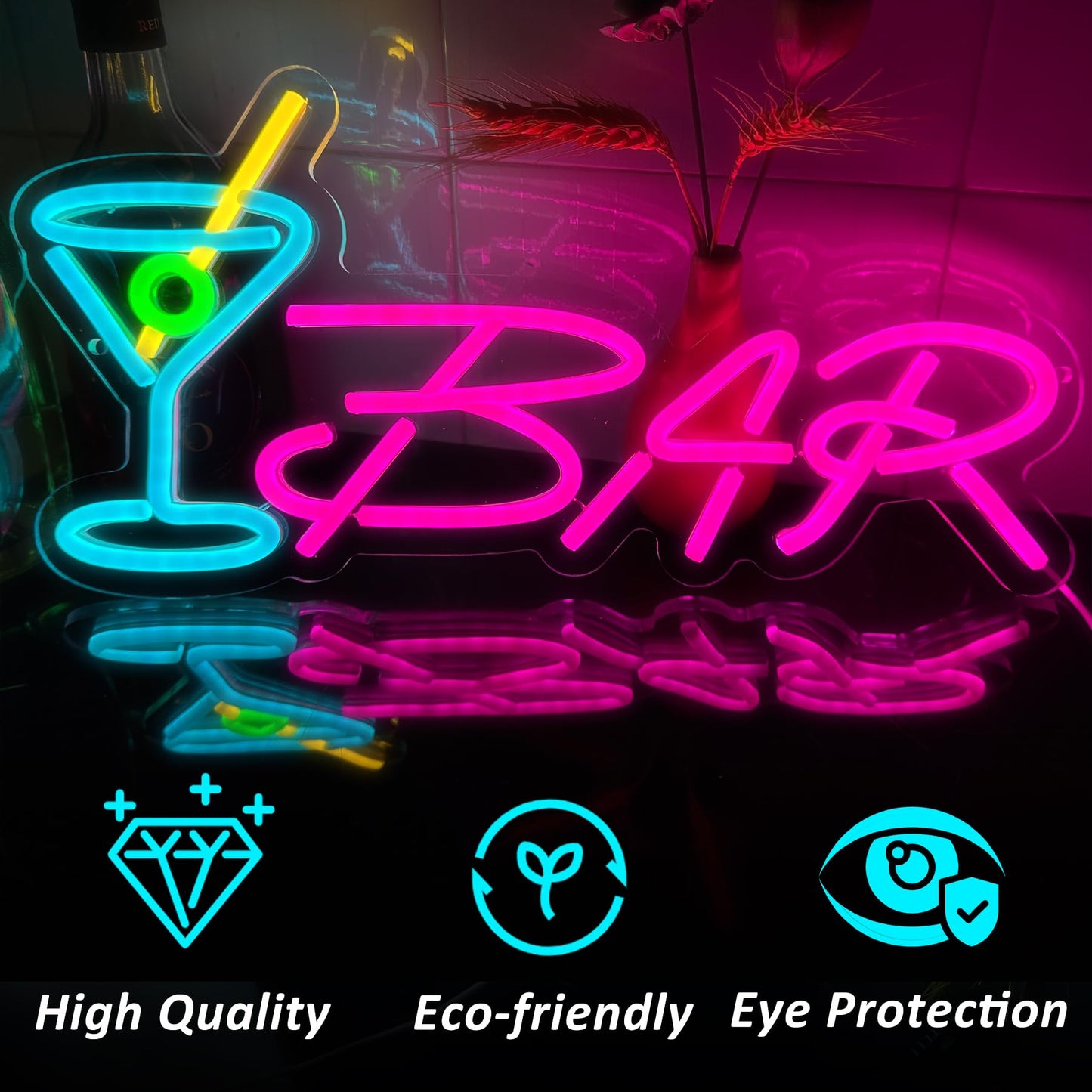 Bar Neon Sign Neon Bar Signs for Home Bar LED Lights up Beer Signs for Party Wall Decor Man Cave Neon Light for Bar Pub Restaurant Christmas Gift, LED Business Bar Signs