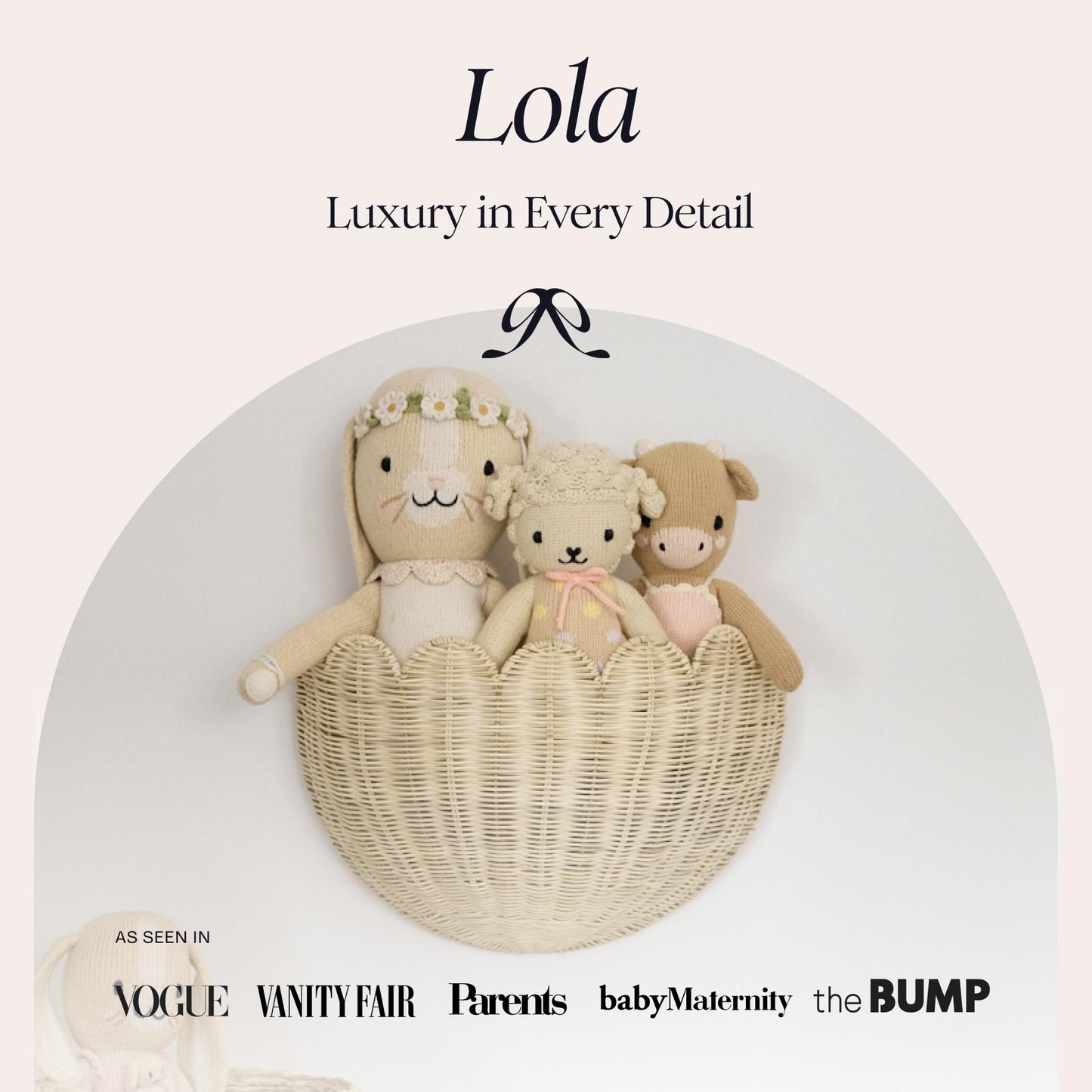 BEBE BASK Scalloped Wicker Wall Basket - The Original - Hand Woven Basket - Scalloped Décor Wall Hanging Baskets -16" x 10" x 7"In - Hanging Wall Basket (Natural)