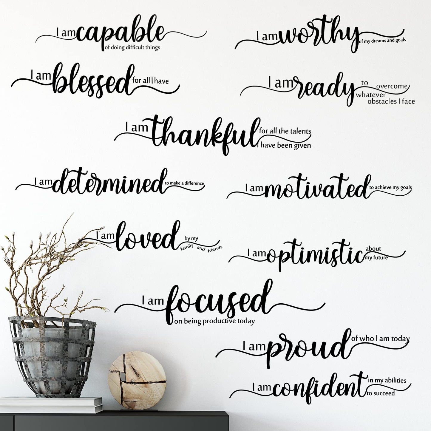 Epakh 2 Sheets Motivational Wall Stickers Decor Black Inspirational Wall Decal Art Inspirational Quote Stickers Vinyl Positive Wallpaper for Living Room Bedroom Office Nursery Restaurants Offices