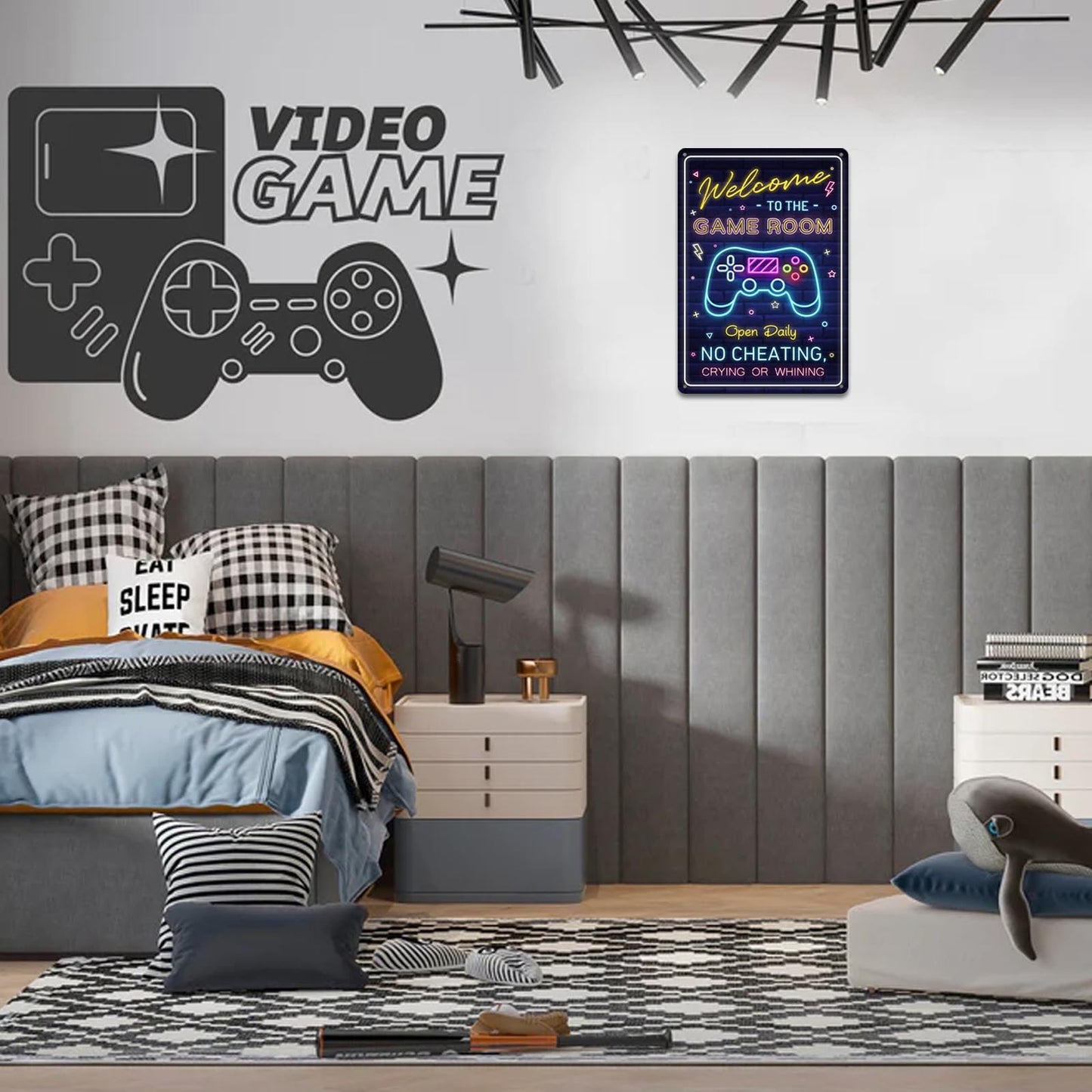Welcome to the Game Room Sign - Cool Gaming Decor Gifts for Boys and Teens | Perfect Game Room Accessories and Decor, 12 x 8 Inch (268)