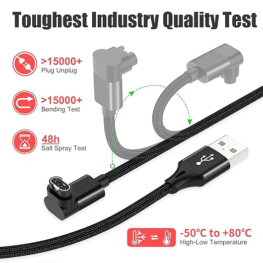 AGVEE 2 Pack 1.5ft Short Charger for Garmin Watch, L-Shape Charging Cable for Fenix, Forerunner, Vivoactive, Instinct, Venu, Tactix, Approach, D2, Quatix Series, Right Angle Braided, Black