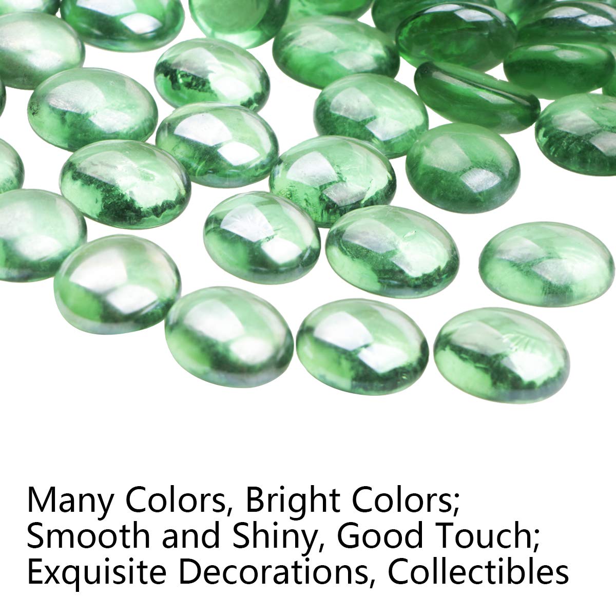 YIYA Green Flat Marble Decorative Beads Glass Gems for Home Decoration Vase Filler Fish Tank Bottom Decoration (About 1.5 lb(680g)/Bag)