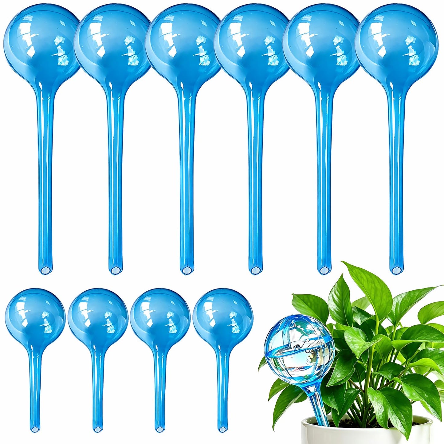 MOONSOUND Self Watering Globes for Plants - 10pcs Automatic Watering Bulbs for Indoor & Outdoor Potted Plants, Vacation Plant Care, Water Conservation Device