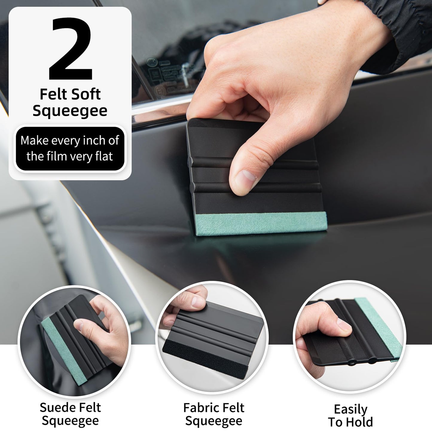 Amzdepot Window Tint Kit, Profession Car Wrap Kit with Felt Squeegee and Felt Replacements, Craft Knife and Blades, Safe Vinyl Cutter, Micro Squeegee for Vinyl Wrap Tools Tint Tools
