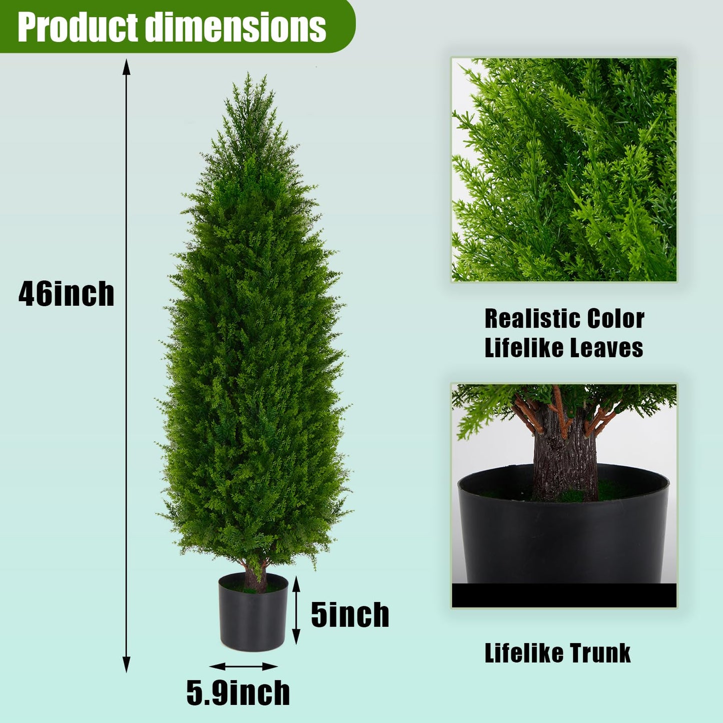 4FT Artificial Cedar Pine Tree UV Resistant Faux Evergreen Tree for Indoor Outdoor Front Porch Entryway Patio Decor Maintenance-Free Fake Greenery