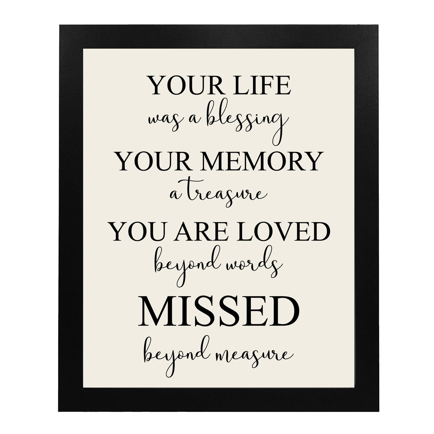 AMERICAN LUXURY GIFTS Your Life Was A Blessing - Inspirational Typography Wall Decor Motivational Quote Art for Living Room Office Bedroom Classroom - 10x8 Unframed Print