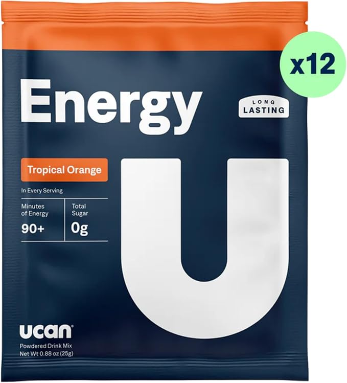 UCAN Energy Powder, Tropical Orange, Keto, Sugar-Free Pre & Post Workout for Men & Women, Non-GMO, Vegan, Gluten-Free, Great for Runners, Gym-Goers and High Performance Athletes (12 Servings, 25g)