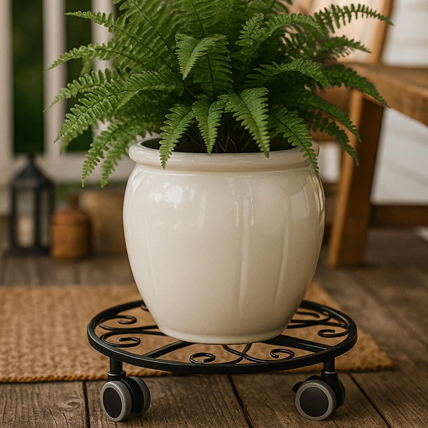 5 Pack Plant Caddy with Wheels Heavy Duty 13.5 Inches Metal Plant Stand with Wheels Plant Dolly Rolling Plant Stand Plant Roller with Casters for Indoor and Outdoor, Black